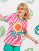 Toby Tiger Organic Sunflower Applique Short-Sleeved T-Shirt