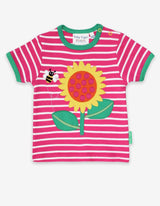 Toby Tiger Organic Sunflower Applique Short-Sleeved T-Shirt