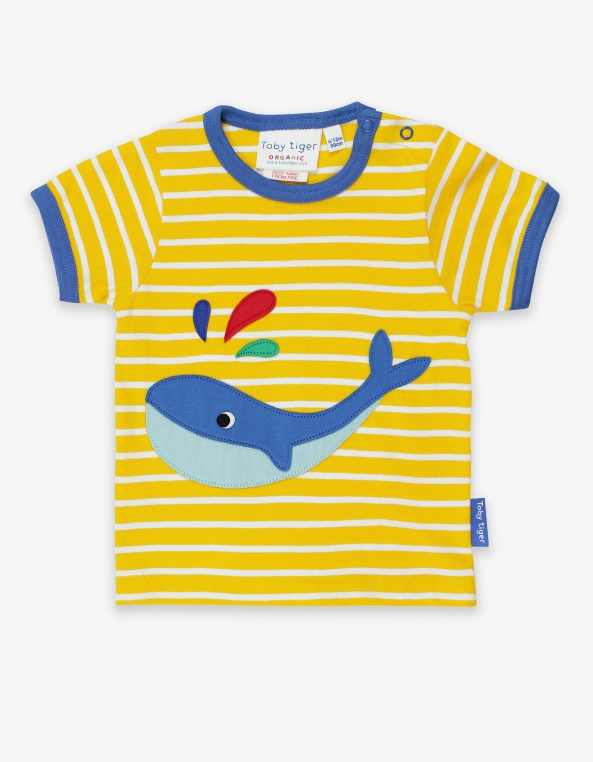 Toby Tiger Organic Whale Applique Short-Sleeved T-Shirt