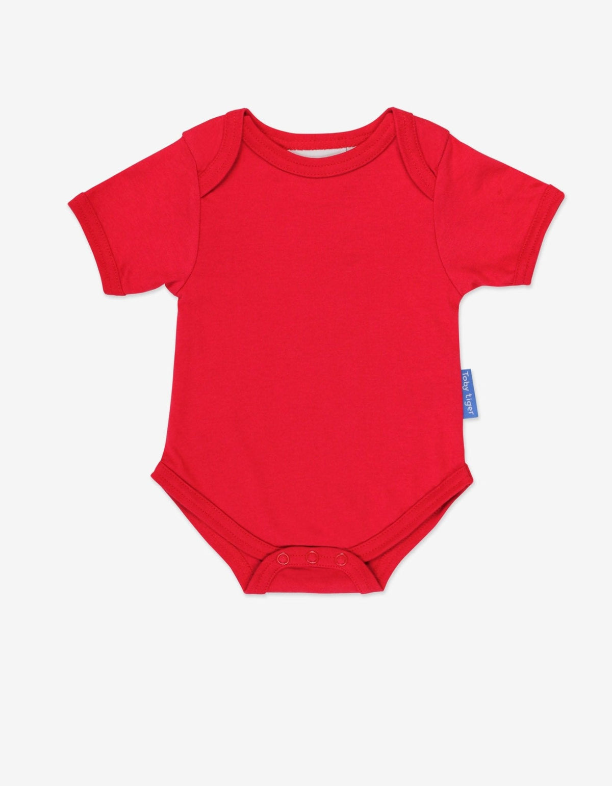 Toby Tiger Organic Red Basic Short-Sleeved Baby Bodysuit