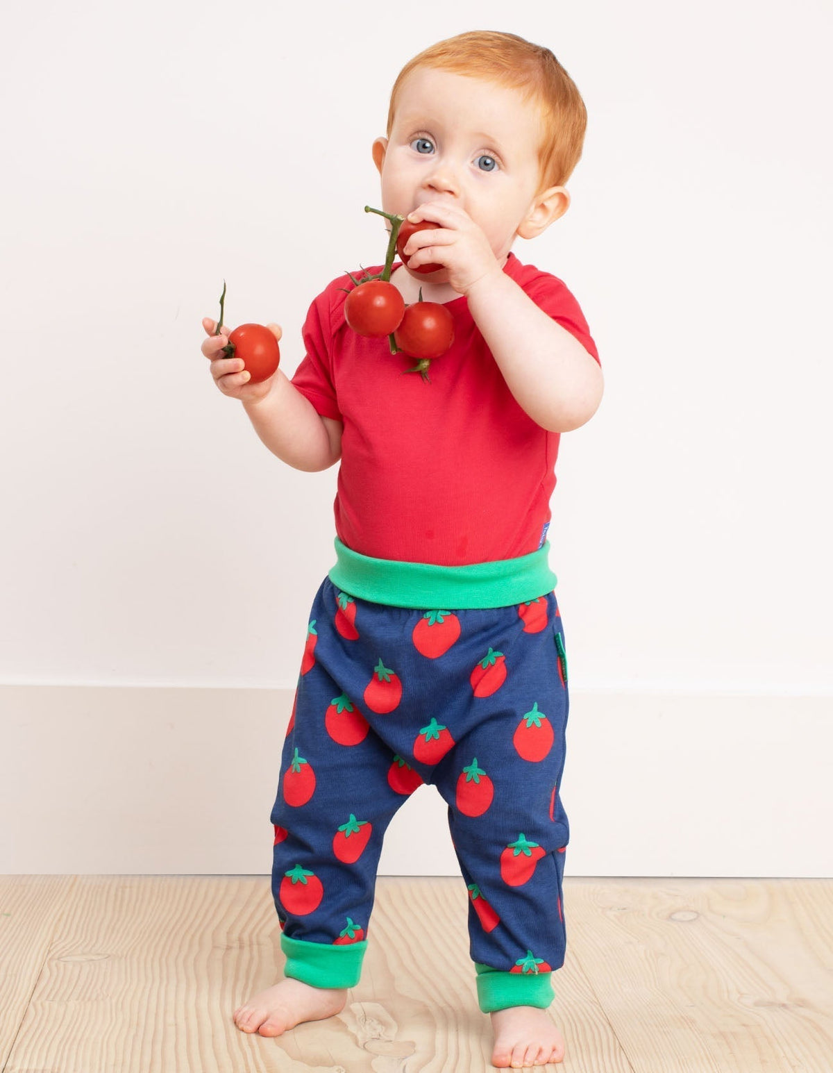 Toby Tiger Organic Red Basic Short-Sleeved Baby Bodysuit