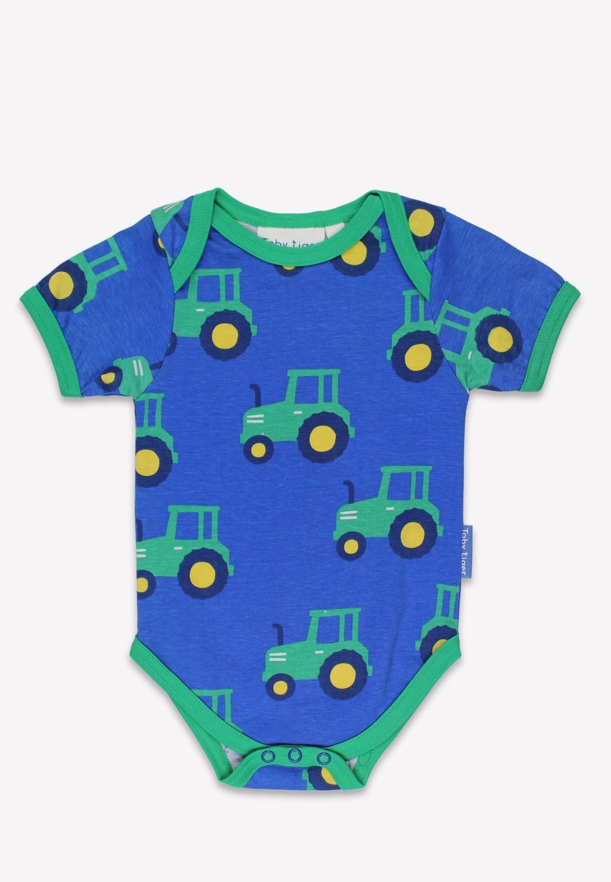 Toby Tiger Organic Hillside Tractor Print Baby Body