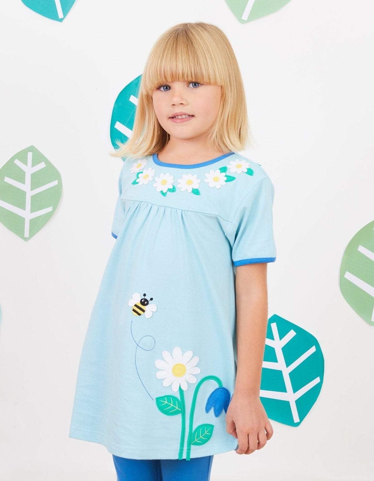 Toby Tiger Organic English Garden Applique T-Shirt Dress