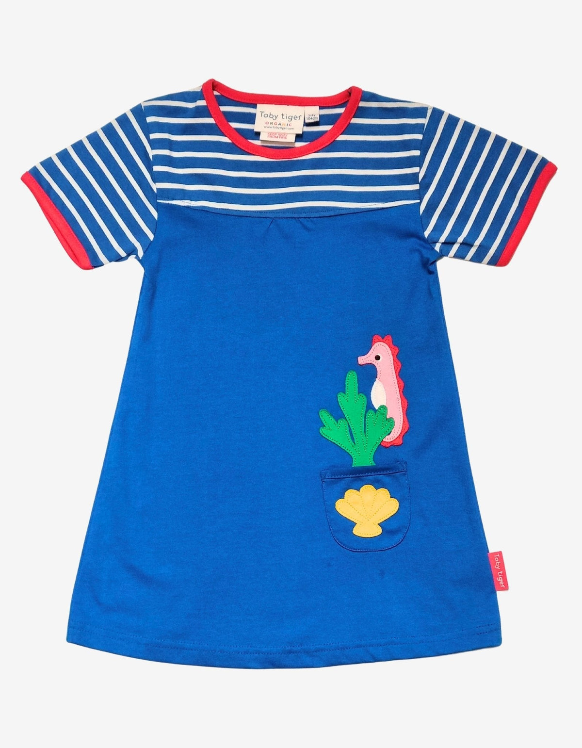 Toby Tiger Organic Seahorse Applique T-Shirt Dress