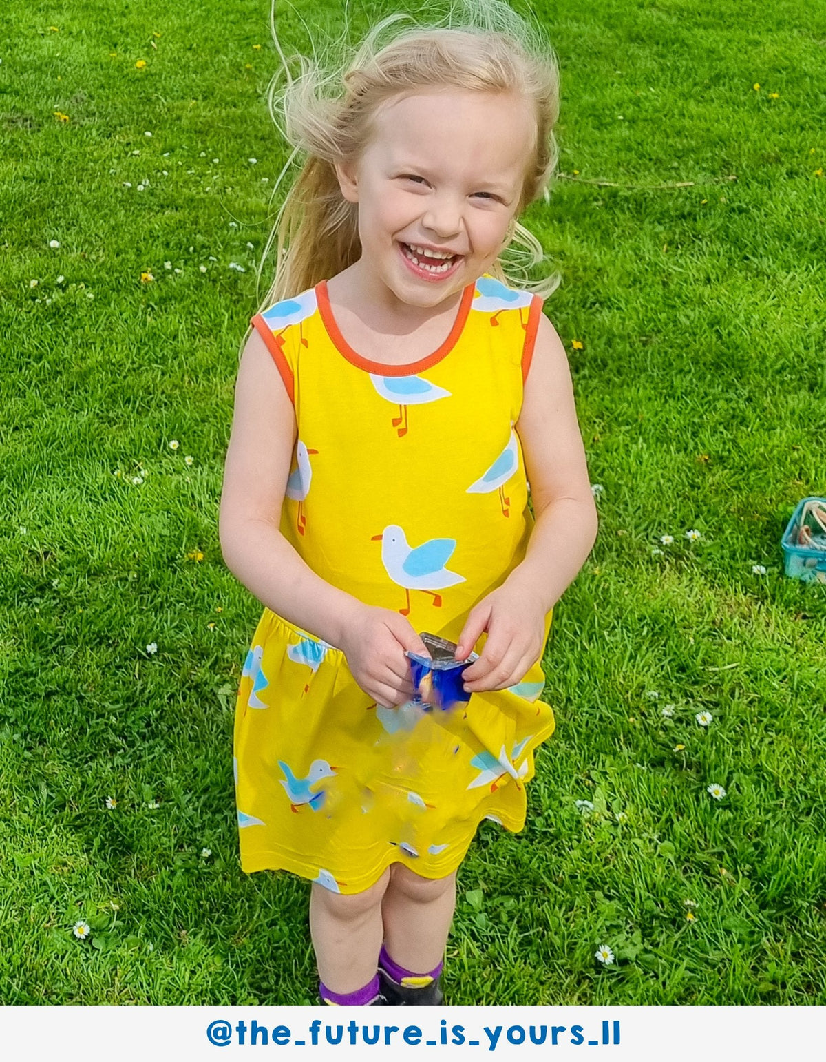 Toby Tiger Organic Yellow Seagull Print Summer Dress
