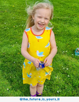Toby Tiger Organic Yellow Seagull Print Summer Dress