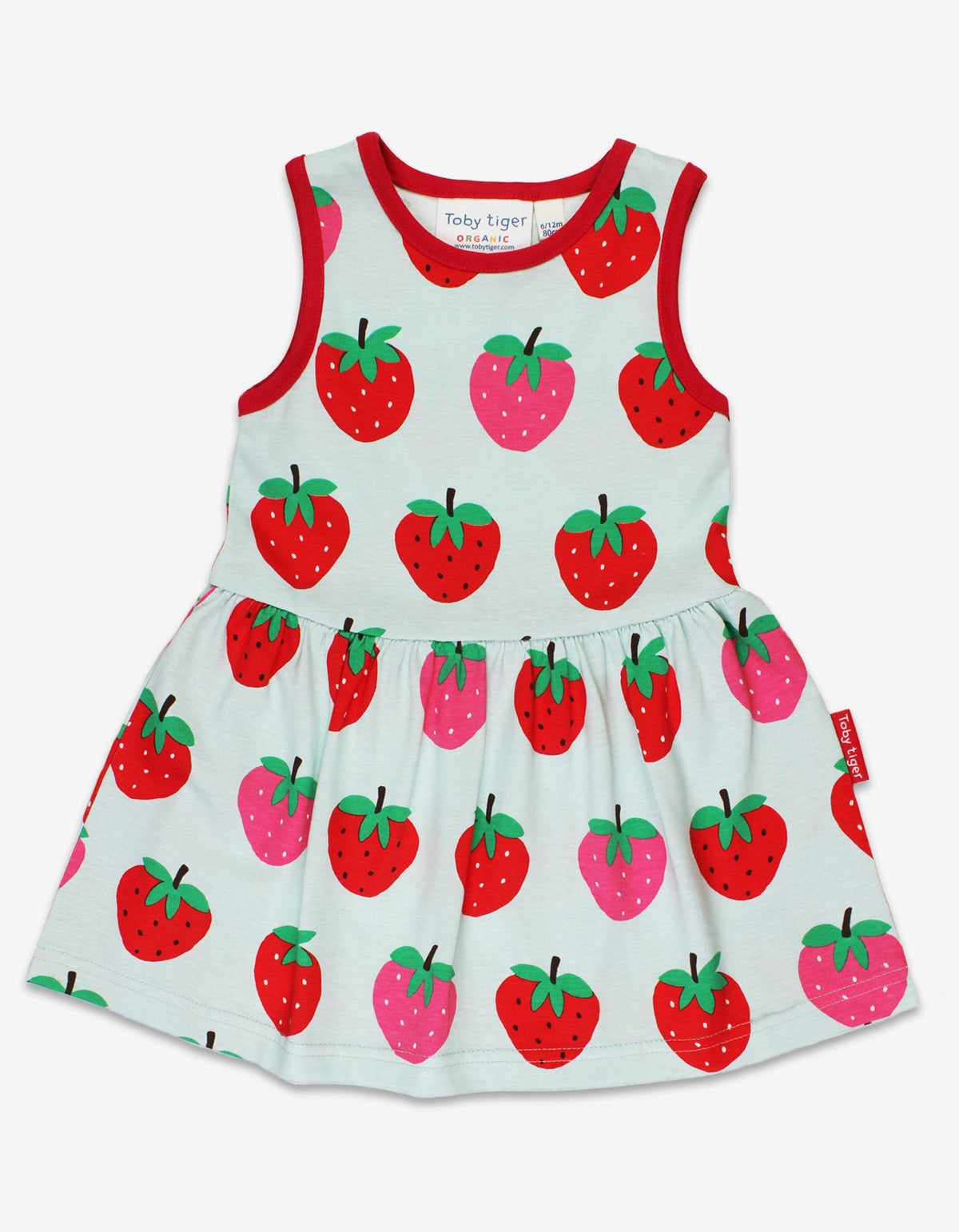 Toby Tiger Organic Strawberry Print Summer Dress