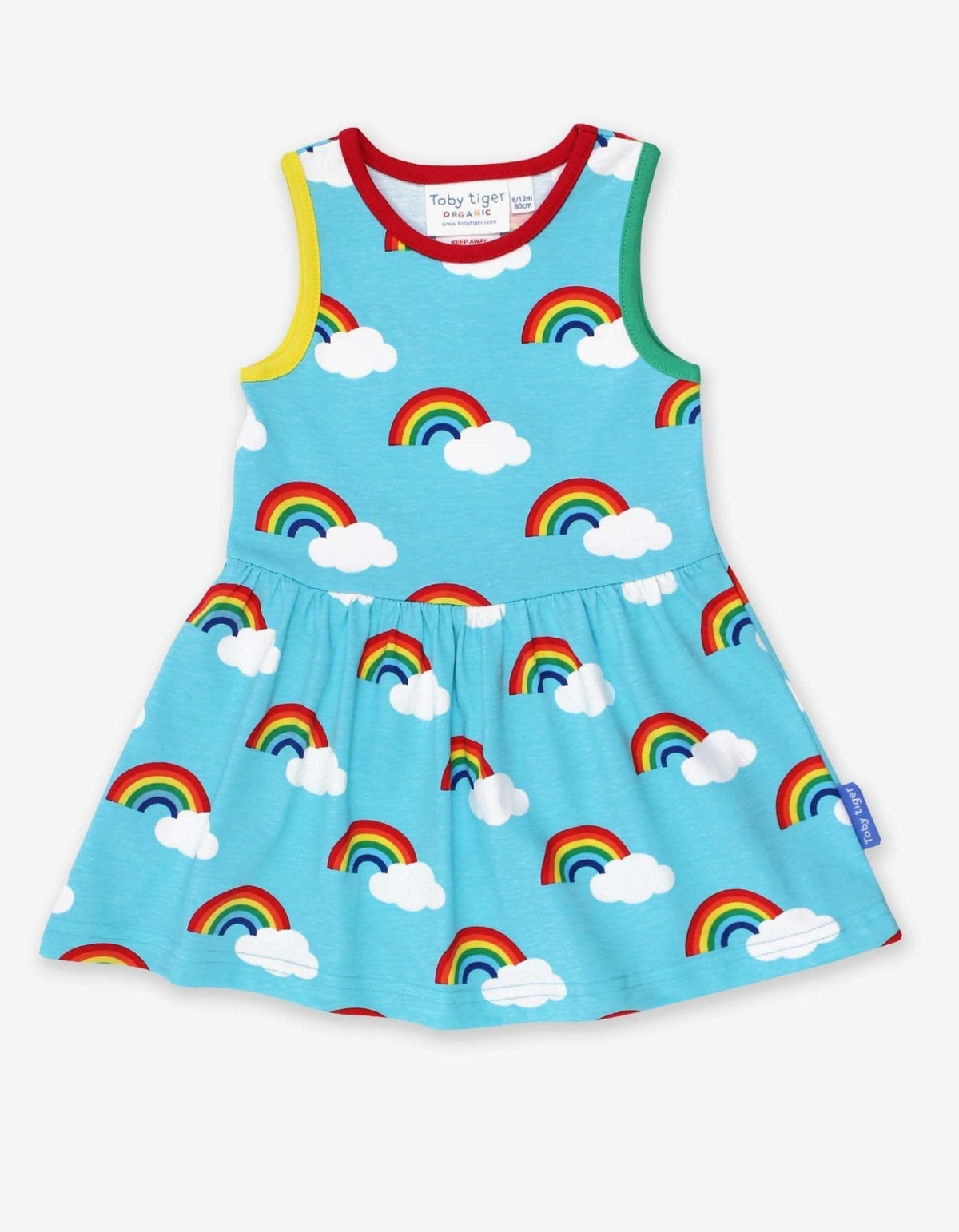 Toby Tiger Organic Turquoise Rainbow Print Summer Dress