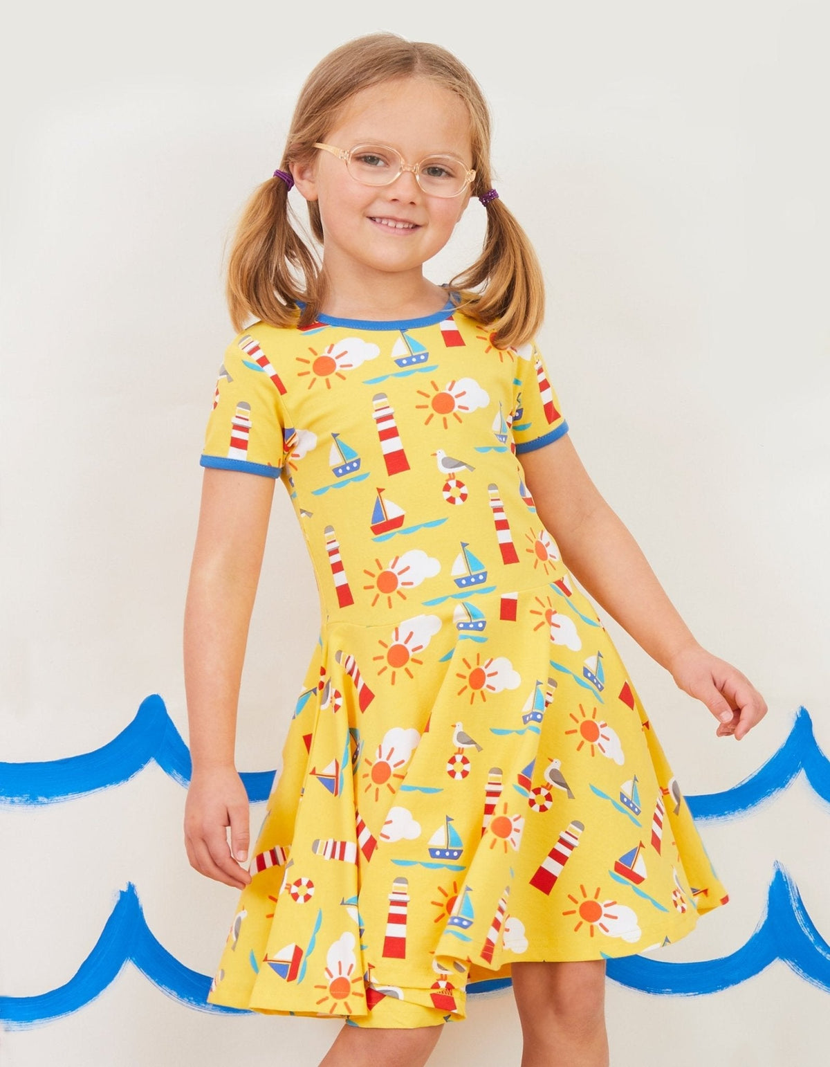 Toby Tiger Organic Seaside Print SS Skater Dress