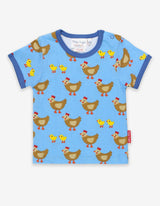 Toby Tiger Organic Chicken Print Short-Sleeved T-Shirt