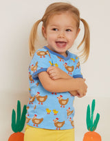 Toby Tiger Organic Chicken Print Short-Sleeved T-Shirt