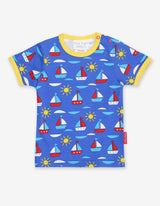 Toby Tiger Organic Boat Print Short-Sleeved T-Shirt