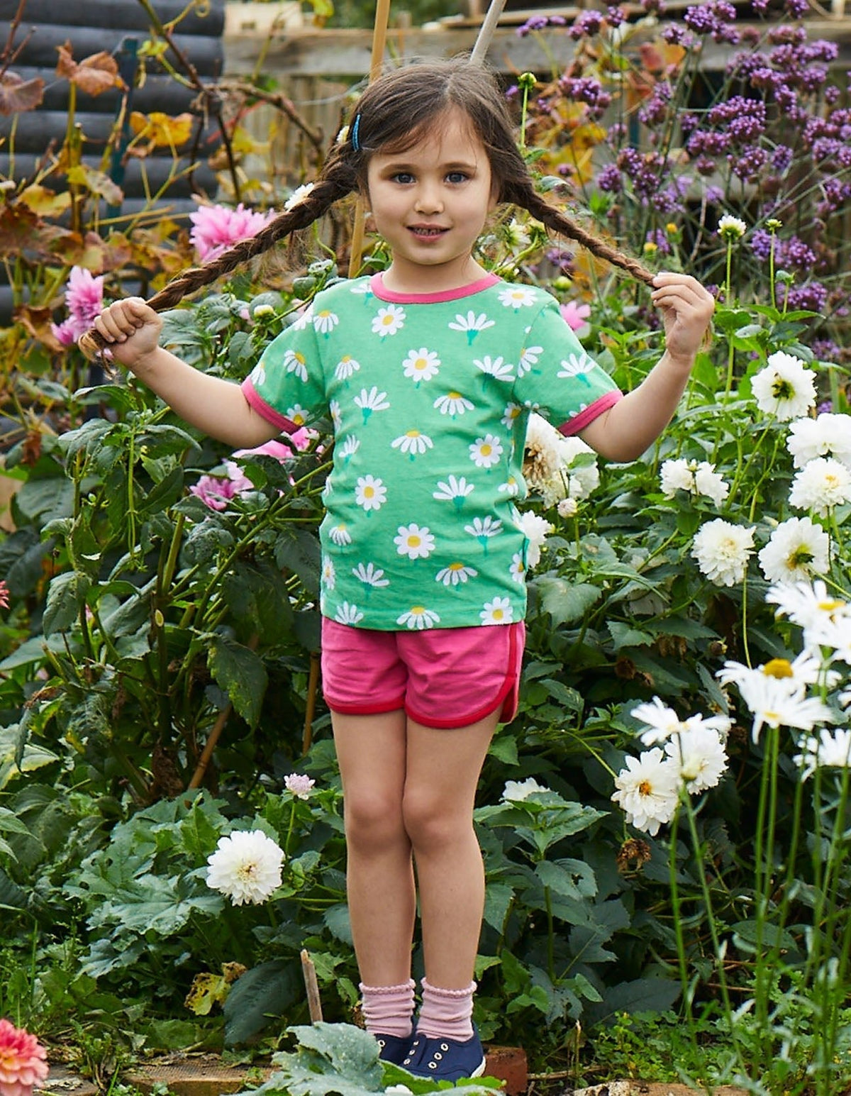 Toby Tiger Organic Daisy Print Short-Sleeved T-Shirt
