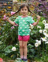 Toby Tiger Organic Daisy Print Short-Sleeved T-Shirt