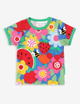 Toby Tiger Organic Fruit Flower Print Short-Sleeved T-Shirt