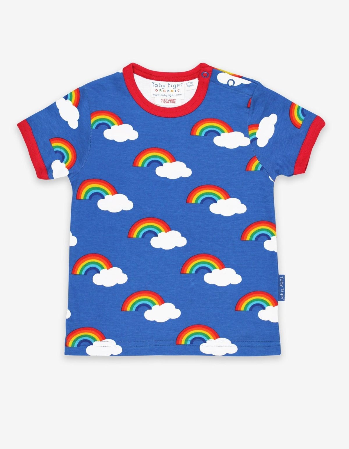 Toby Tiger Organic Multi Rainbow Print Short-Sleeved T-Shirt