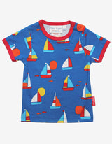 Toby Tiger Organic Sailboat Print Short-Sleeved T-Shirt