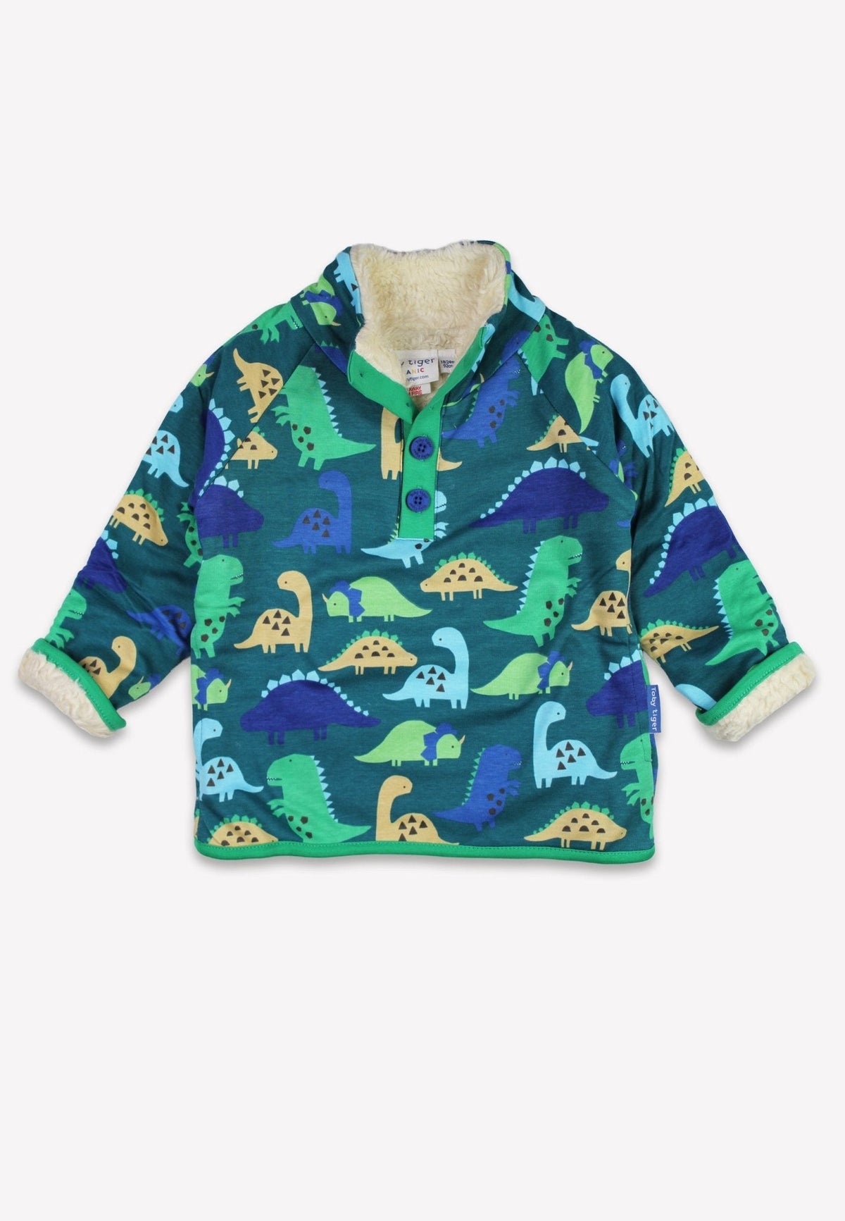 Toby Tiger Organic Tonal Dinosaur Print Fleece Sweatshirt