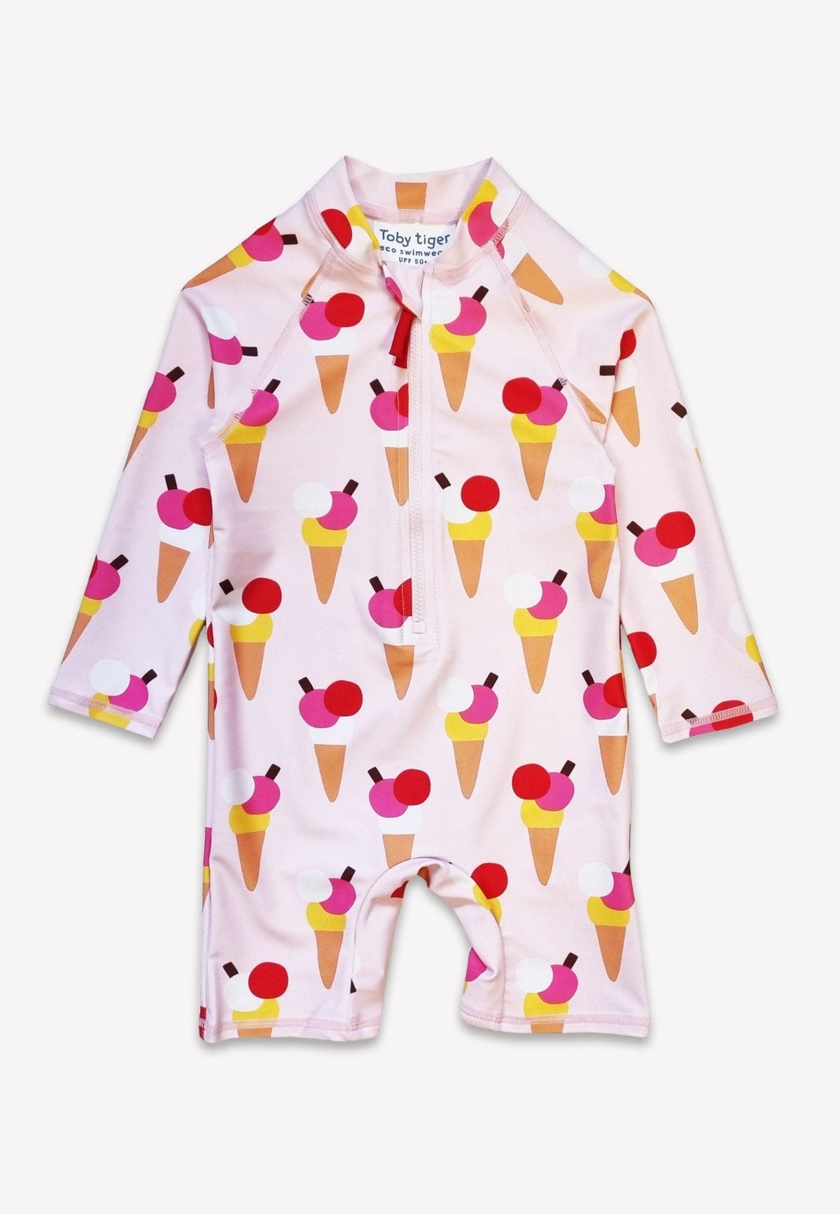 Toby Tiger Ice Cream Cones Print Long-Sleeved Baby Swimsuit
