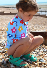 Toby Tiger Rainbow Bloom Print Long-Sleeved Kids' Swimsuit