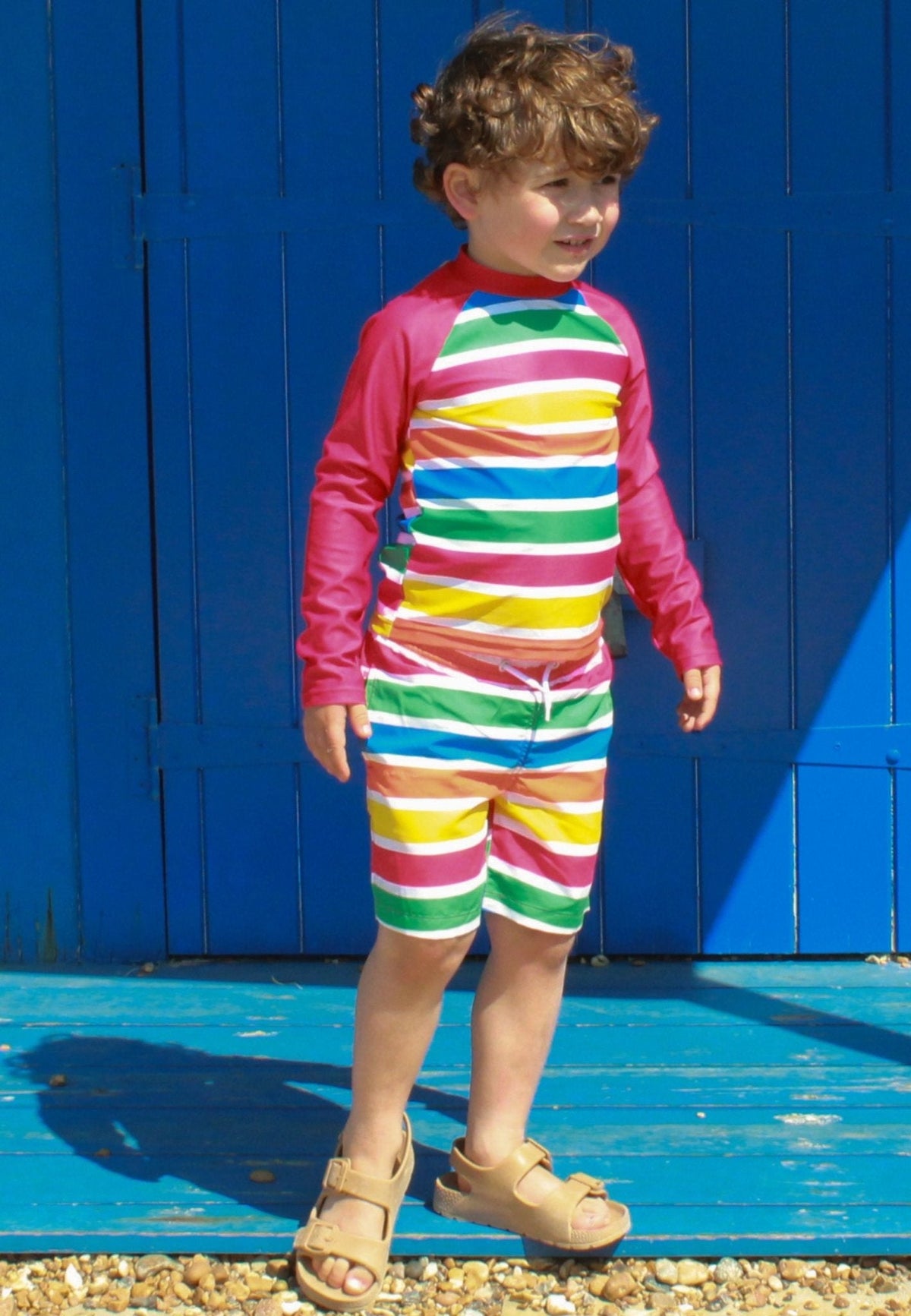 Toby Tiger Happy Stripe Print Kids' Swim Rash Vest