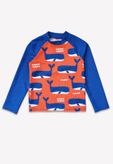 Toby Tiger Whale Waves Print Kids' Rash Vest