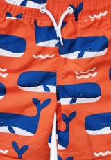 Toby Tiger Whale Waves Print Kids' Swim Shorts