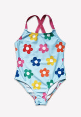 Toby Tiger Rainbow Bloom Print Kids' Swimsuit