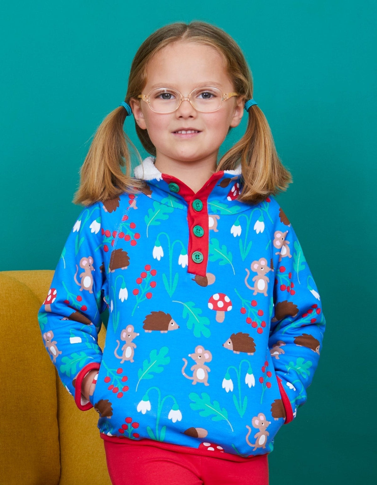 Toby Tiger Organic Woodland Print Cosy Fleece Sweatshirt