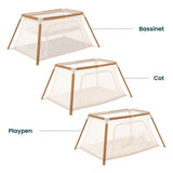 Tutti Bambini CoZee Go 3-in-1 Bassinet, Travel Cot & Playpen - Scandinavian Walnut/Ecru