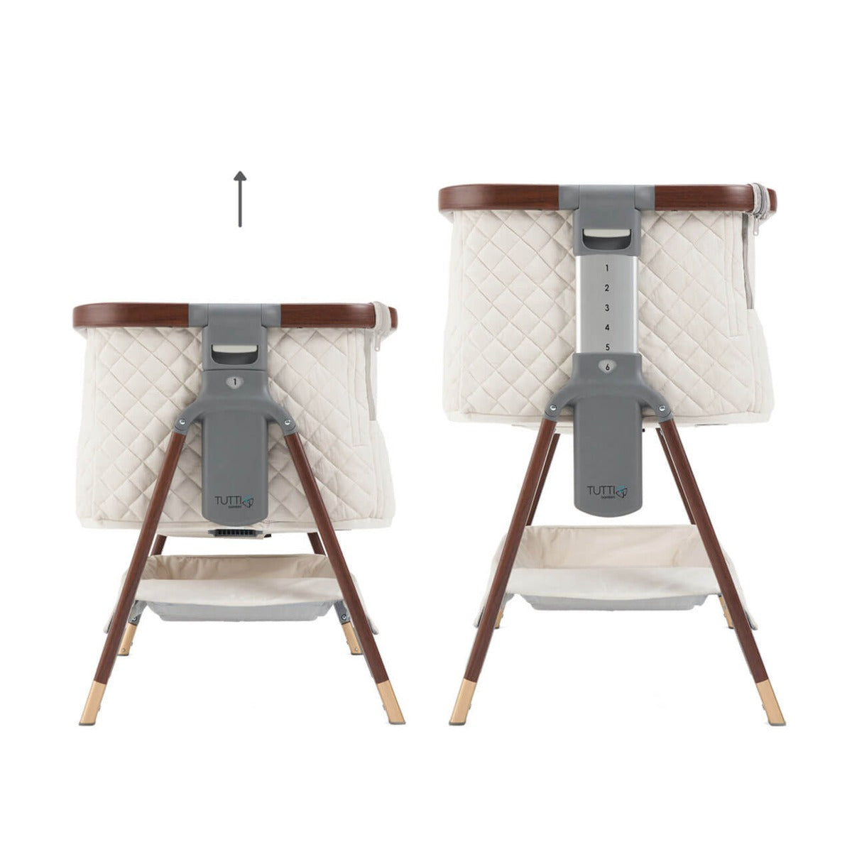 Tutti Bambini CoZee Luxe Bedside Crib - Walnut/Cream
