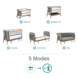 Tutti Bambini CoZee XL Bedside Crib and Cot - Oak/Charcoal