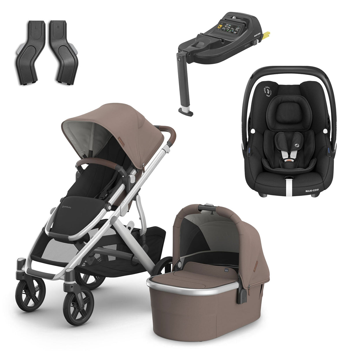 UPPAbaby VISTA V3 Luxury Maxi-Cosi Cabriofix i-Size Travel System Bundle - Theo