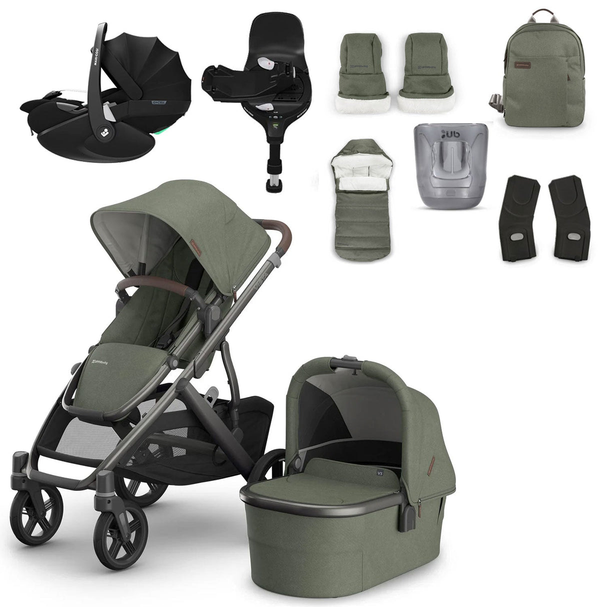 UPPAbaby VISTA V3 Luxury Maxi-Cosi Pebble 360 Pro2 i-Size Travel System Bundle - Evelyn