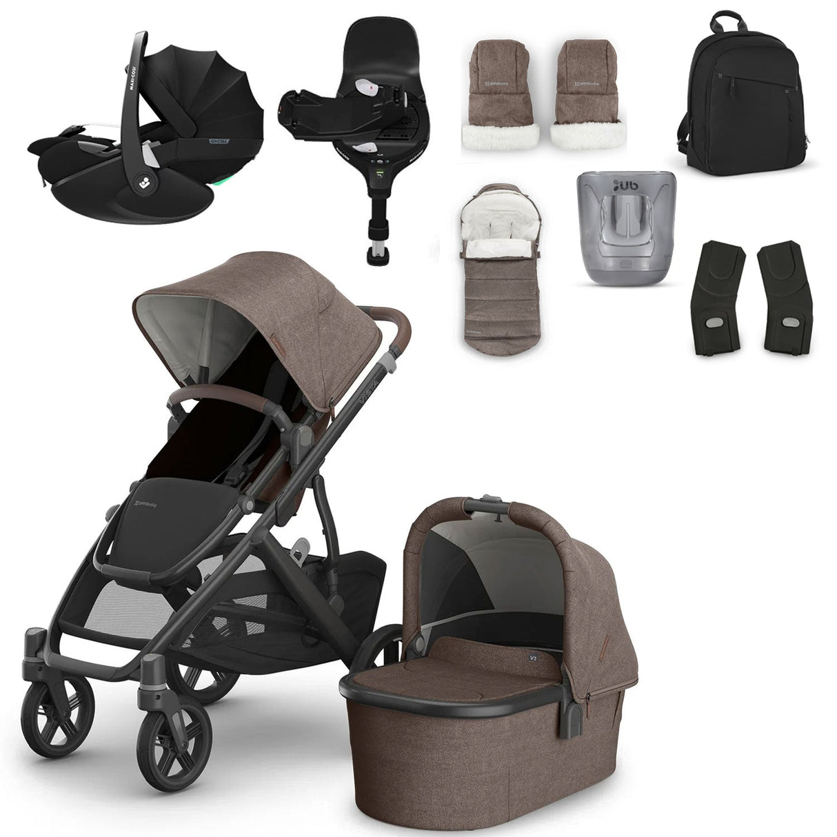UPPAbaby VISTA V3 Luxury Maxi-Cosi Pebble 360 Pro2 i-Size Travel System Bundle - Owen