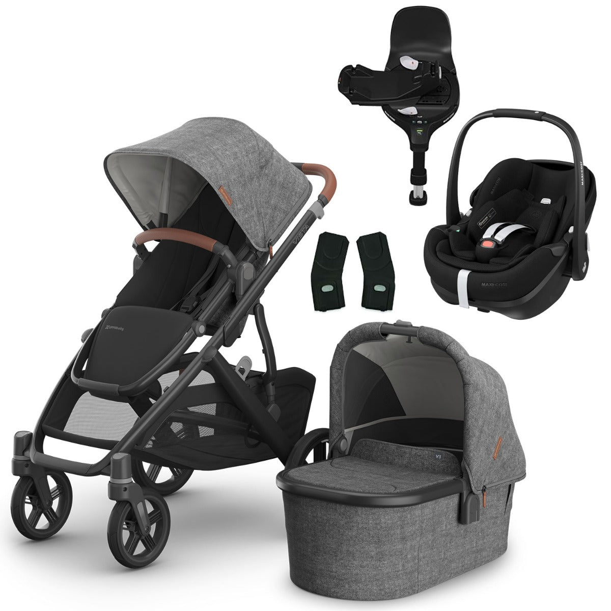 UPPAbaby VISTA V3 + Maxi-Cosi Pebble 360 Pro2 i-Size Travel System Bundle - Greyson