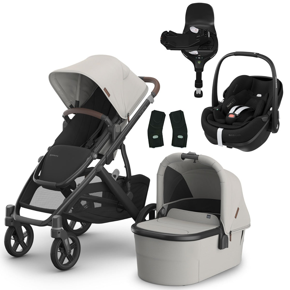 UPPAbaby VISTA V3 + Maxi-Cosi Pebble 360 Pro2 i-Size Travel System Bundle - Savannah