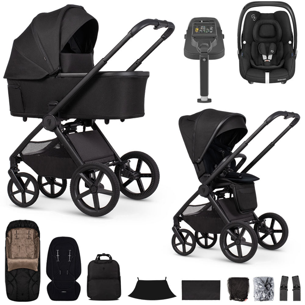 Venicci Upline 3 Luxury 4in1 Maxi-Cosi Cabriofix iSize Car Seat & Base Bundle - Onyx