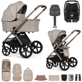 Venicci Upline 3 Luxury 4in1 Maxi-Cosi Cabriofix iSize Car Seat & Base Bundle - Pebble