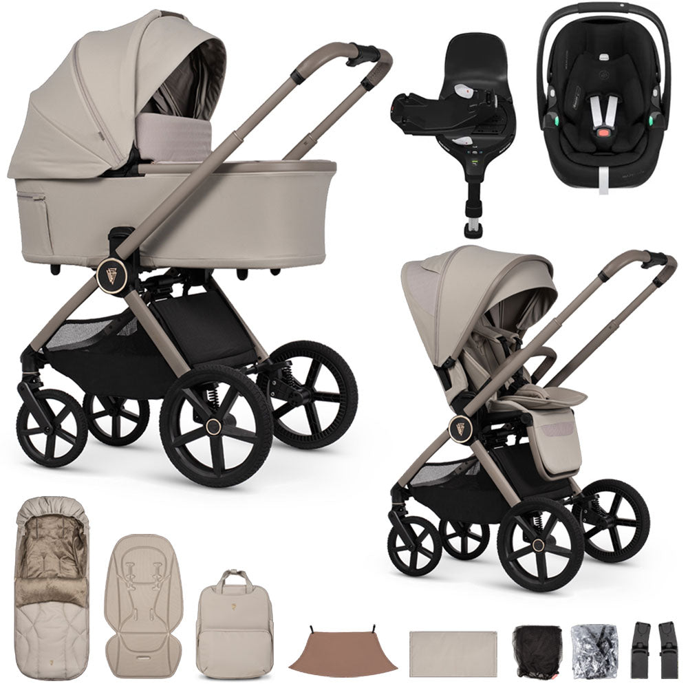 Venicci Upline 3 Luxury 4in1 Maxi-Cosi Pebble 360 Pro2 Car Seat & 360 Base Bundle - Pebble
