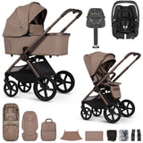 Venicci Upline 3 Luxury 4in1 Maxi-Cosi Cabriofix iSize Car Seat & Base Bundle - Sand