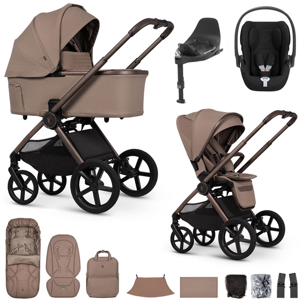 Venicci Upline 3 Luxury 4in1 Cybex Cloud T Car Seat & 360 Base Bundle - Sand