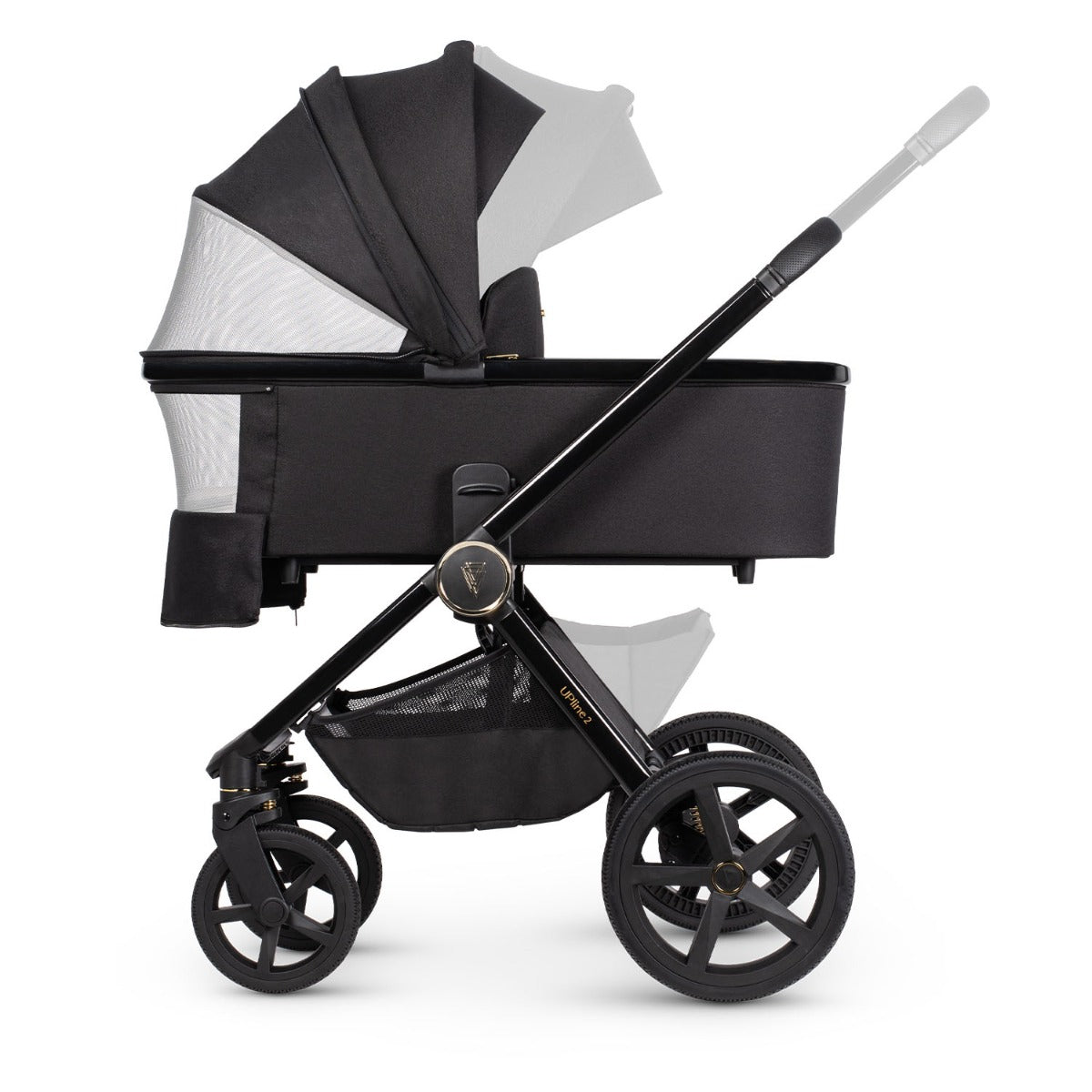 Venicci Upline 2 Pushchair & Carrycot 2-in-1 Bundle - All Black