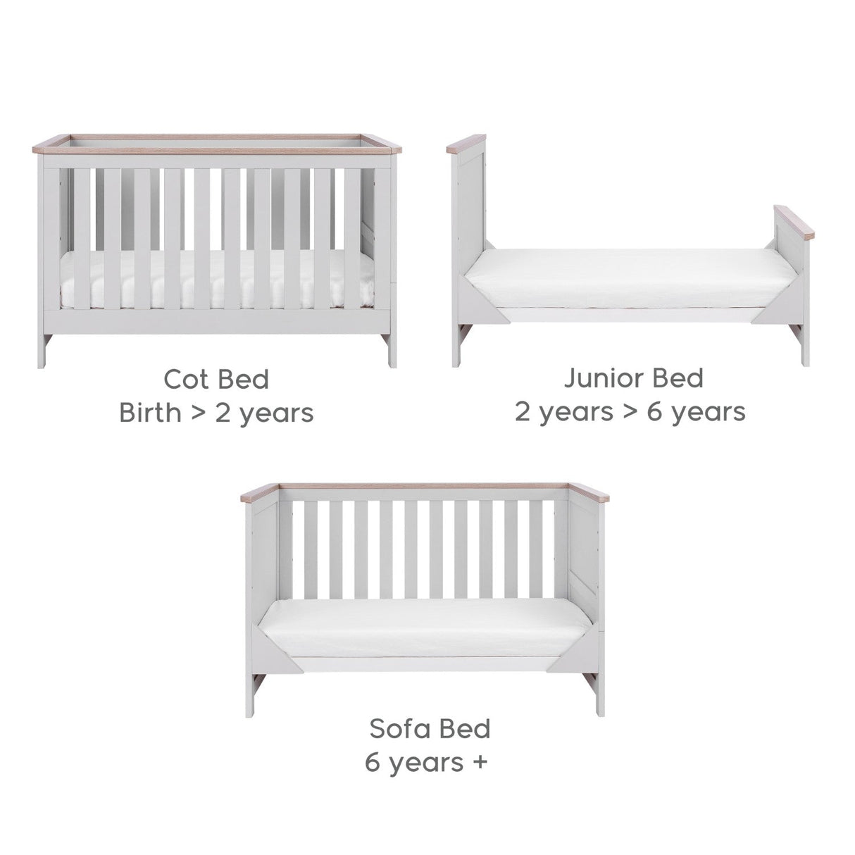 Tutti Bambini Verona 3 Piece Room Set - Oak & Dove Grey