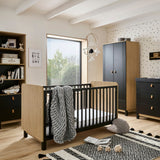 CuddleCo Rafi 4 Piece Nursery Furniture Set - Oak and Black