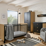 CuddleCo Rafi 3 Piece Nursery Furniture Set - Oak and Black