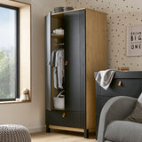 CuddleCo Rafi Nursery Wardrobe - Oak and Black