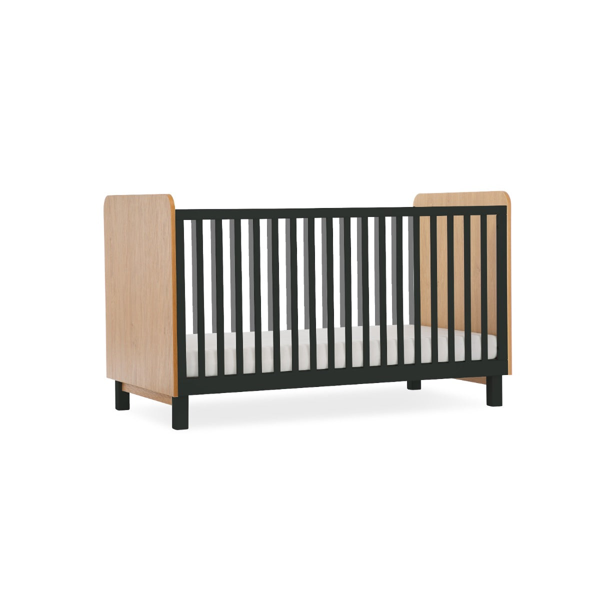 CuddleCo Rafi 4 Piece Nursery Furniture Set - Oak and Black
