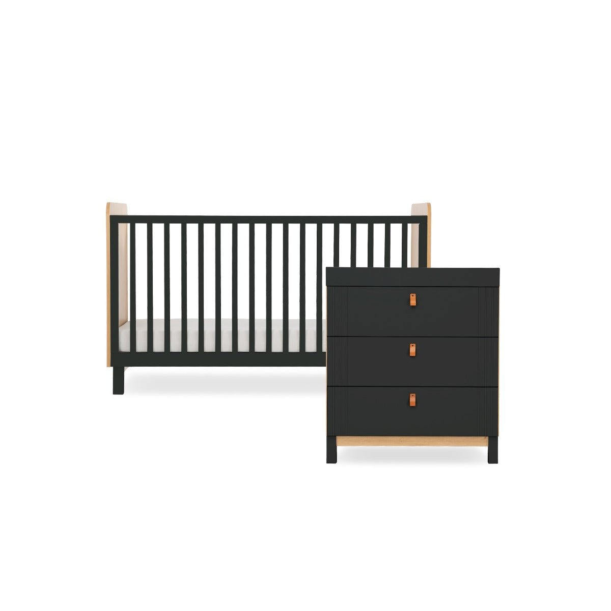 CuddleCo Rafi 2 Piece Nursery Furniture Set - Oak and Black