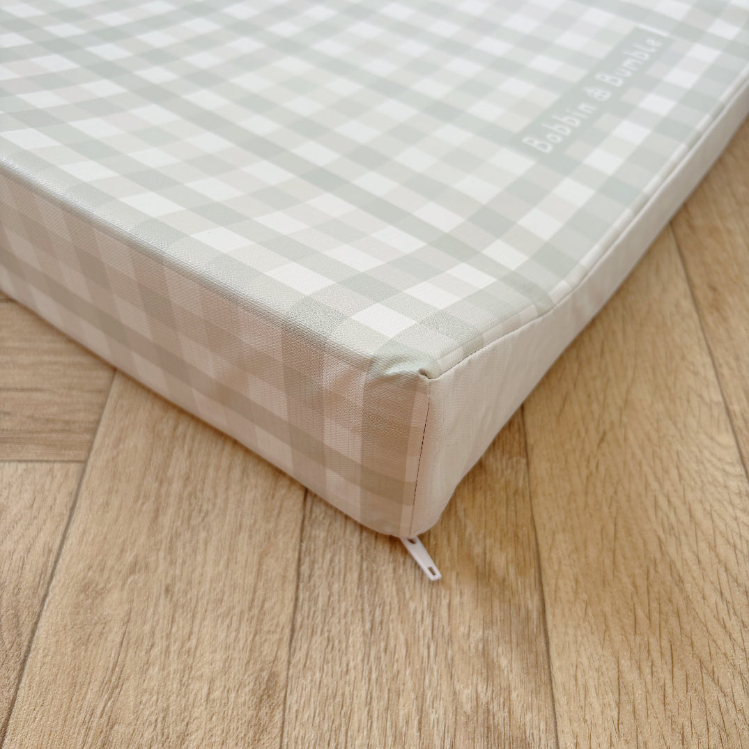 Anti-Roll Wedge Changing Mat - Sage Green Gingham